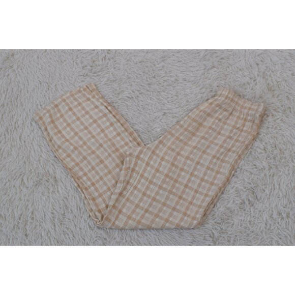 Vintage 80s Plaid Beige and Cream Lounge Pants | 27-34‎ waist - Picture 6 of 10